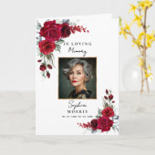 Burgundy Red Roses Photo Memorial Funeral Program Karte (Gelbe Blume)