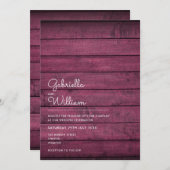 Burgundy Red Rustic Wood Wedding Einladung (Vorne/Hinten)