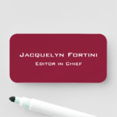 Burgundy Red Schlicht Elegante Moderne Minimalisti Namensschild (Beispiel)