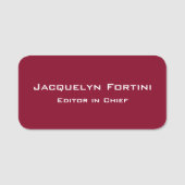 Burgundy Red Schlicht Elegante Moderne Minimalisti Namensschild (Vorderseite)