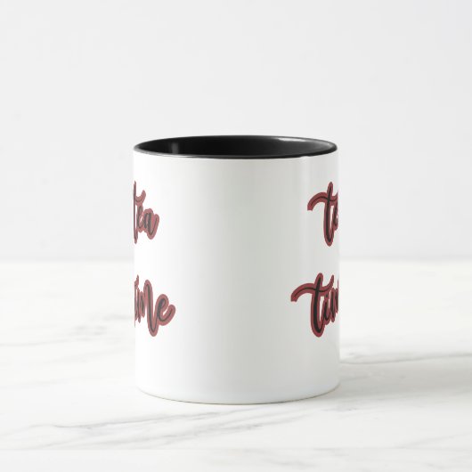 Burgundy Red Script Tea Time Tasse (Zentrum)