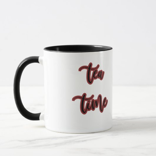 Burgundy Red Script Tea Time Tasse (Links)