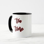 Burgundy Red Script Tea Time Tasse (Vorderseite Links)