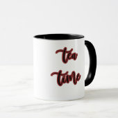 Burgundy Red Script Tea Time Tasse (VorderseiteRechts)