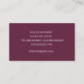 Burgundy Red Shimmer und Crystal Business Card Visitenkarte (Rückseite)