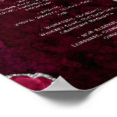 Burgundy Red Silver Agate Script Wedding Bar Menu  Poster (Ecke)