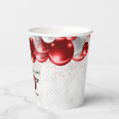 Burgundy Red Silver Balloon Glitzer Gunst Birthday Pappbecher (Rückseite)