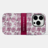 Burgundy Red Silver Floral Case-Mate iPhone Hülle (Rückseite (Horizontal))