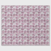 Burgundy Red Silver Floral Geschenkpapier (Flach)