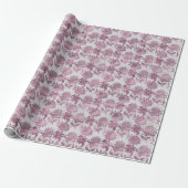 Burgundy Red Silver Floral Geschenkpapier (Ungerollt)