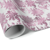 Burgundy Red Silver Floral Geschenkpapier (Rolleneckpunkt)