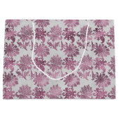Burgundy Red Silver Floral Große Geschenktüte (Vorderseite)