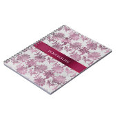 Burgundy Red Silver Floral Notizblock (Linke Seite)
