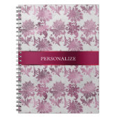 Burgundy Red Silver Floral Notizblock (Vorderseite)