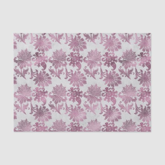Burgundy Red Silver Floral Seidenpapier (Vorderseite)