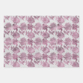 Burgundy Red Silver Floral Sparkle Brautparty Geschenkpapier Set (Vorderseite)