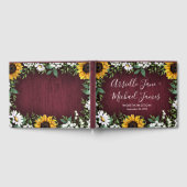 Burgundy Red Sunflower Greenerity Wreath Wedding Gästebuch (Voll)