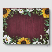 Burgundy Red Sunflower Greenerity Wreath Wedding Gästebuch (Rückseite)