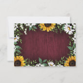 Burgundy Red Sunflower Greenerity Wreath Wedding RSVP Karte (Rückseite)