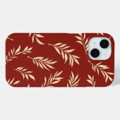 Burgundy Red Tropical Palm Leaf Blumenmuster Case-Mate iPhone Hülle (Rückseite (Horizontal))
