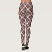 Burgundy Red und Tan Madras Kariert Leggings (Rückseite)