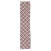 Burgundy Red und Tan Madras Kariertes Muster Kurzer Tischläufer (Vorderseite)