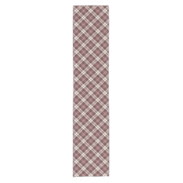 Burgundy Red und Tan Madras Kariertes Muster Kurzer Tischläufer