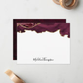 Burgundy Red Velvet Agate Geode Script Typografie Mitteilungskarte (Vorderseite/Rückseite Beispiel)