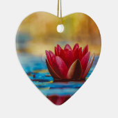 Burgundy Red Water Lily Keramik Ornament (Rechts)