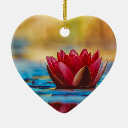 Burgundy Red Water Lily Keramik Ornament (Vorne)