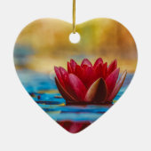 Burgundy Red Water Lily Keramik Ornament (Hinten)