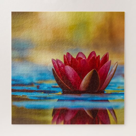 Burgundy Red Water Lily Puzzle (Horizontal)