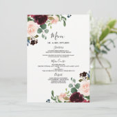 Burgundy Red Watercolor Jede Anlässe Menükarte (Stehend Vorderseite)