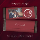 Burgundy Red Wedding Candy Bar Wrapper mit Foto