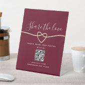 Burgundy Red Wedding QR Code Pedestal Sign Sockelschild (In SItu)
