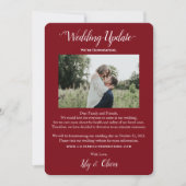 Burgundy Red Wedding Update 2 Foto Downsizing Ankündigung (Vorderseite)
