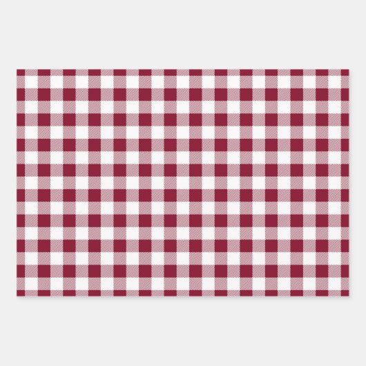 Burgundy Red White Kariert Pattern Geschenkpapier Set (Vorderseite 3)