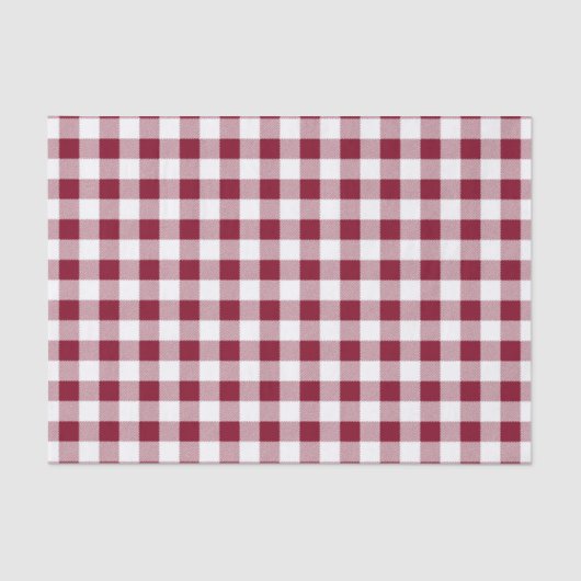 Burgundy Red White Kariert Pattern Seidenpapier (Vorderseite)