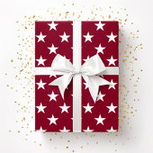 Burgundy Red White Stars Weihnachten Geschenkpapier