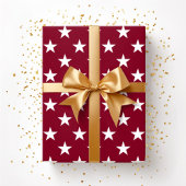 Burgundy Red White Stars Weihnachten Geschenkpapier