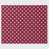 Burgundy Red White Stars Weihnachten Geschenkpapier (Flach)