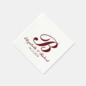 Burgundy Red White Wedding Monogram Serviette (Ecke)