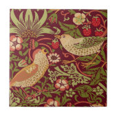 Burgundy Red William Morris Strawberry Thief Fliese (Vorderseite)