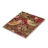 Burgundy Red William Morris Strawberry Thief Fliese (Seite)