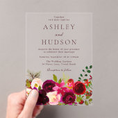 Burgundy Red Wine Boho Floral Wedding Acryleinladungen (Insitu (Handheld))
