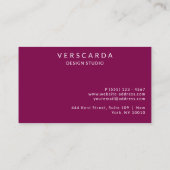Burgundy Red Wine Bold Design Studio Beauty Visitenkarte (Rückseite)