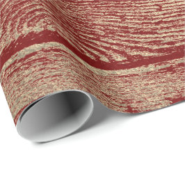 Burgundy Red Wine Gold Wood Shabby Foxier Geschenkpapier
