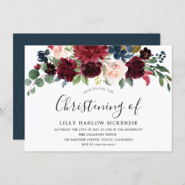 Burgundy Red Wine Moderne Christening Einladung