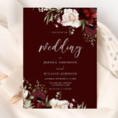 Burgundy Red Wine White Floral Wedding Einladung