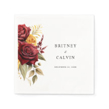 Burgundy Red Yellow Roses Floral Elegante Hochzeit